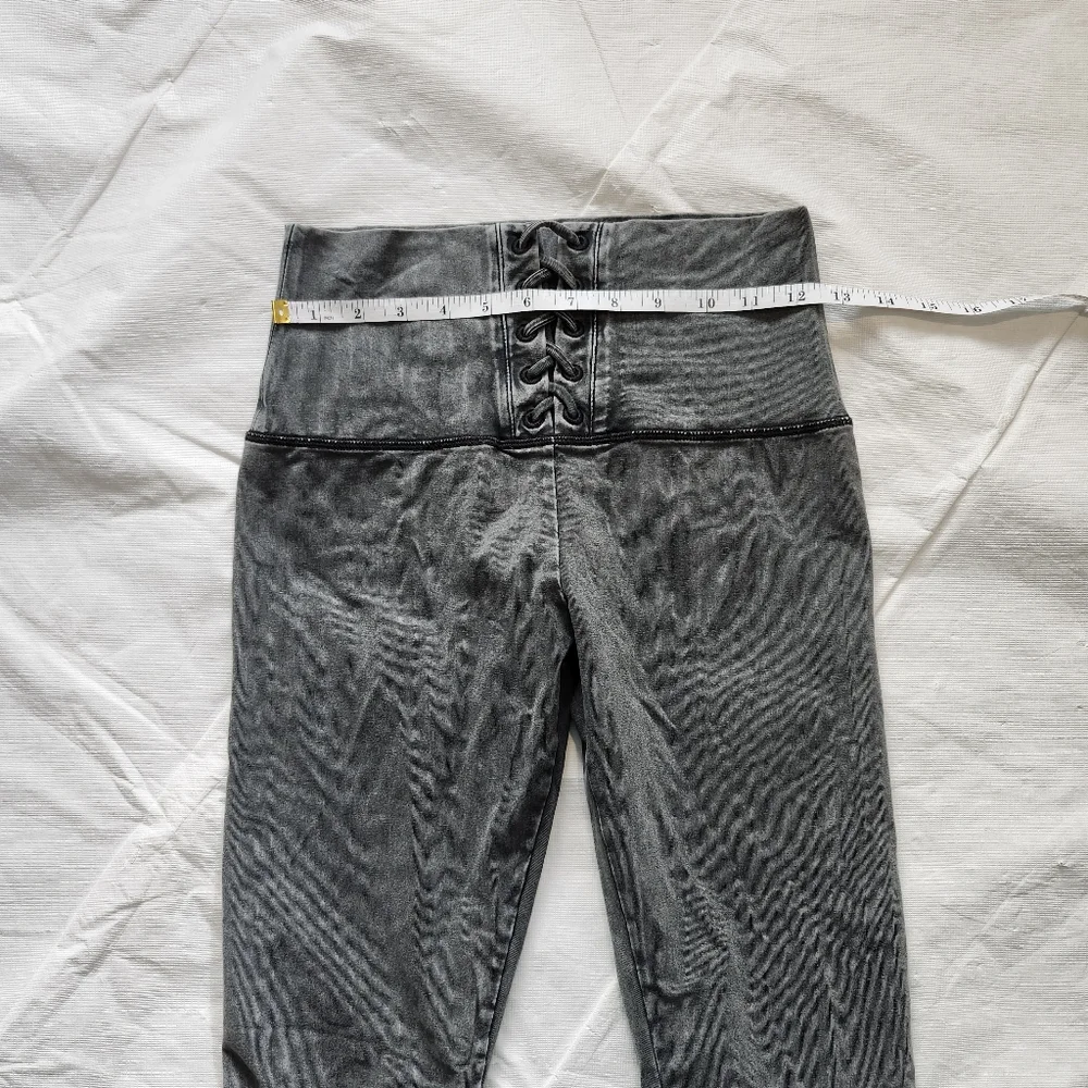 Aerie Size Medium High-Rise Lace-Up Gray Jeans